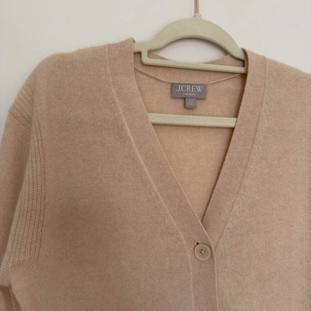 J. Crew 100% Cashmere Cardigan Sweater Quiet Luxury Minimalist Sand - XXS